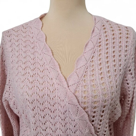 SO Size XL Juniors Light Pink Pointelle Wrap Front Sweater, NEW With Tag - Picture 4 of 16